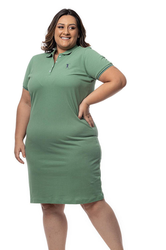 Vestido Piquet Friso Plus Size