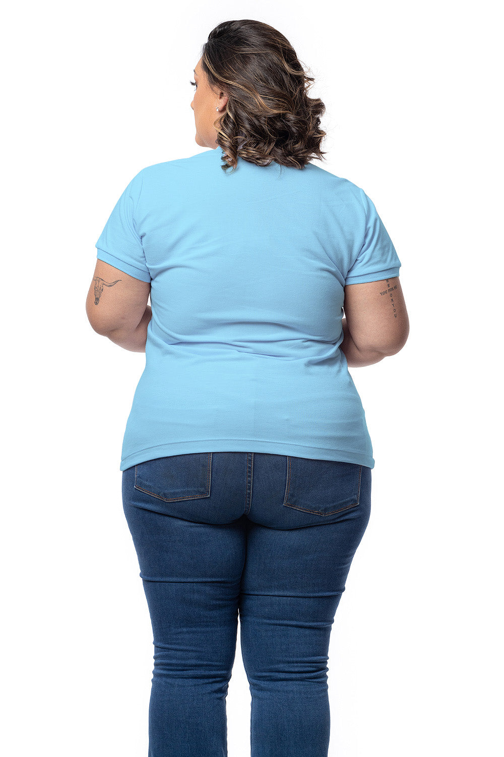 Baby Look Polo Bordada Plus Size