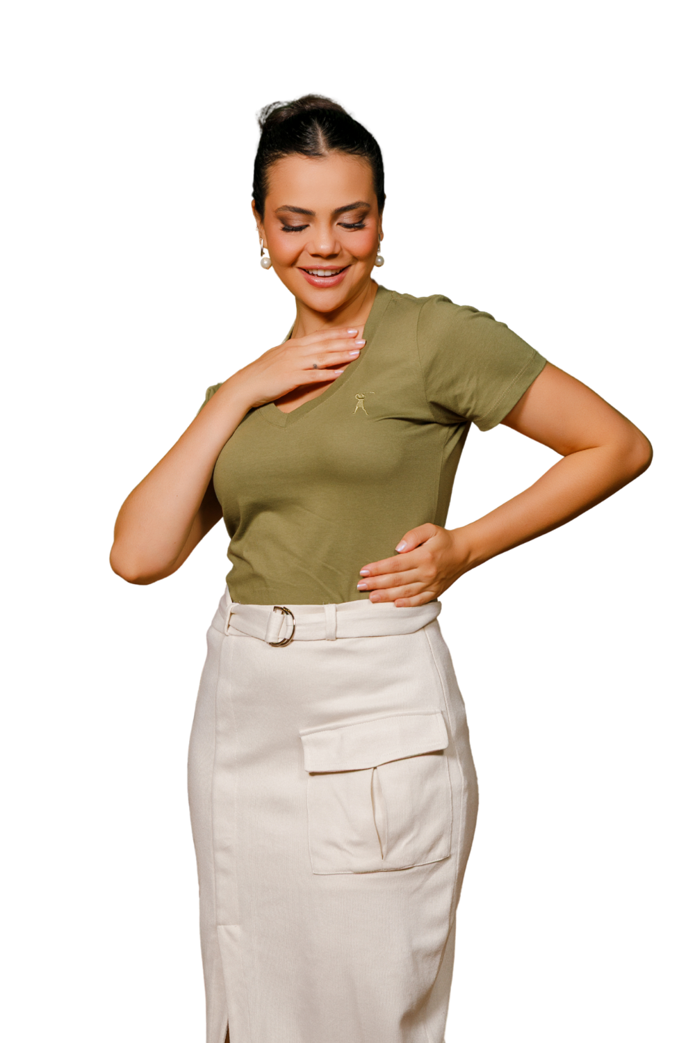 Camiseta Feminina Decote V