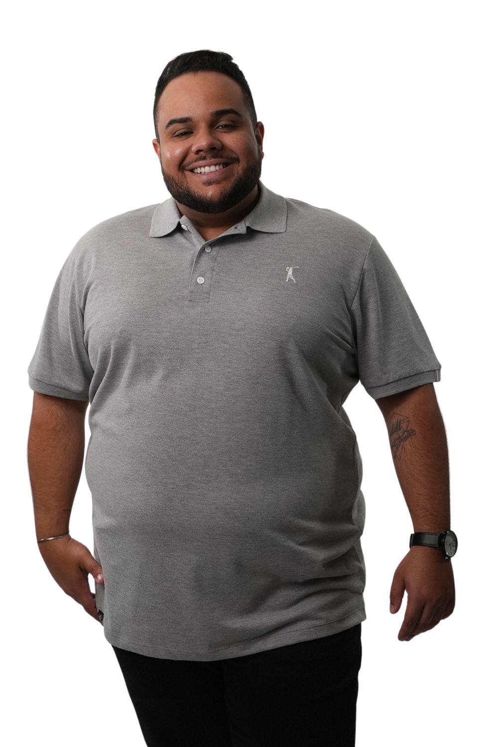 Camisa Polo Detalhe Gola Plus Size