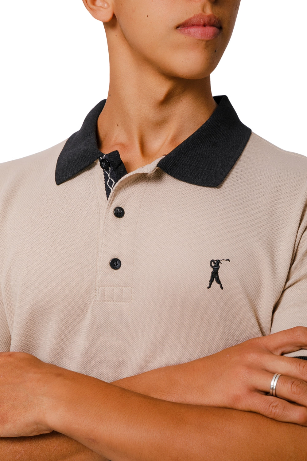 Camisa Polo Combinada com Cadarço