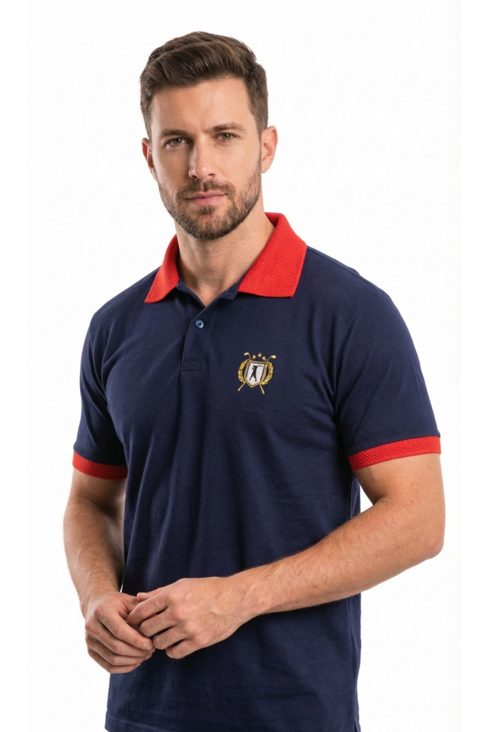 Camisa Polo Retilineas Text com Brasão