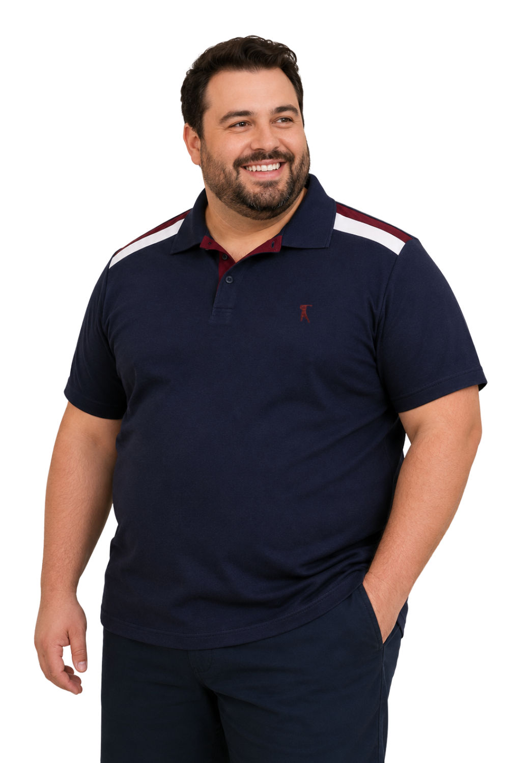 Camisa Polo Recorte 2 Faixas Ombro Plus Size