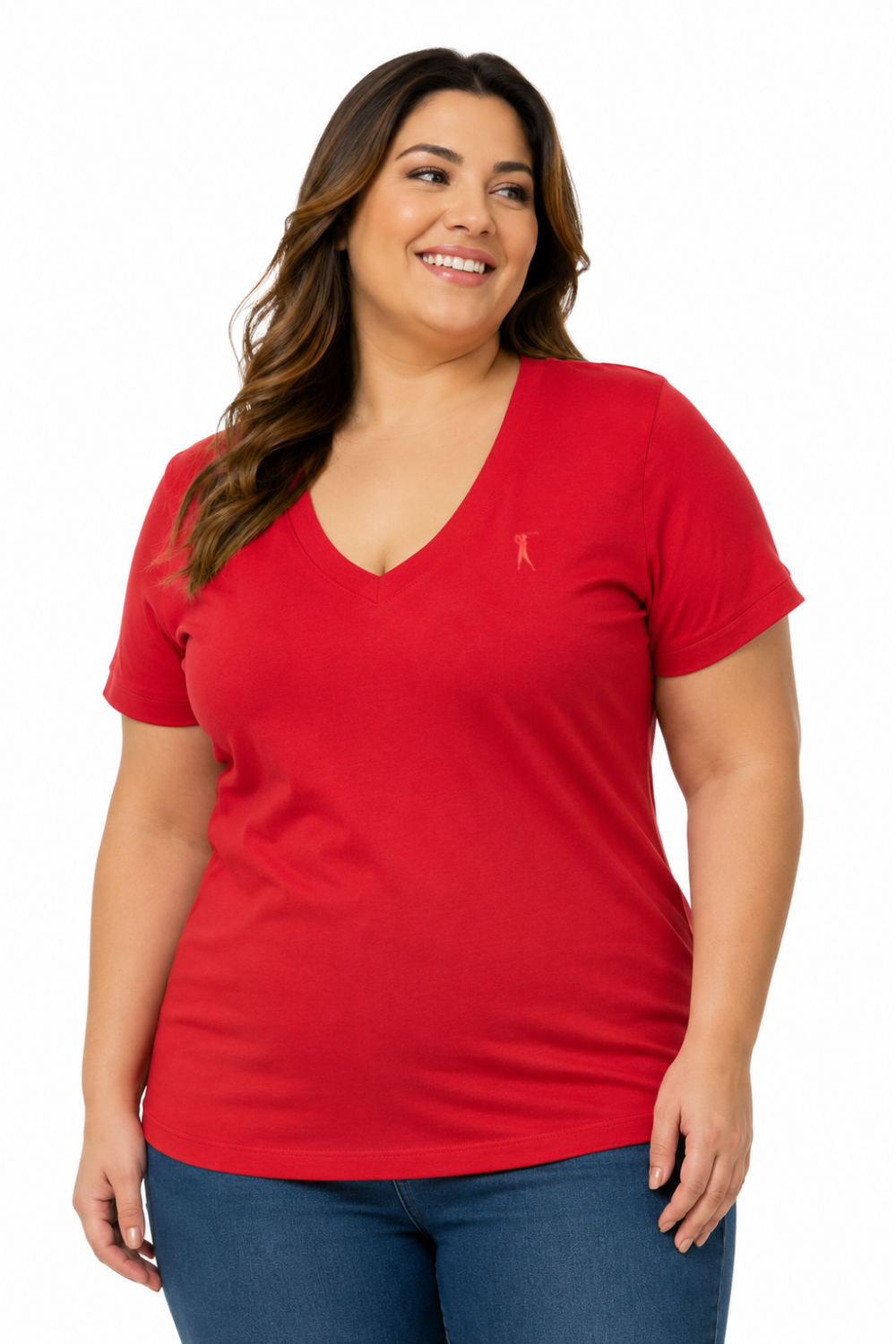 Camiseta Feminina Decote V Plus Size