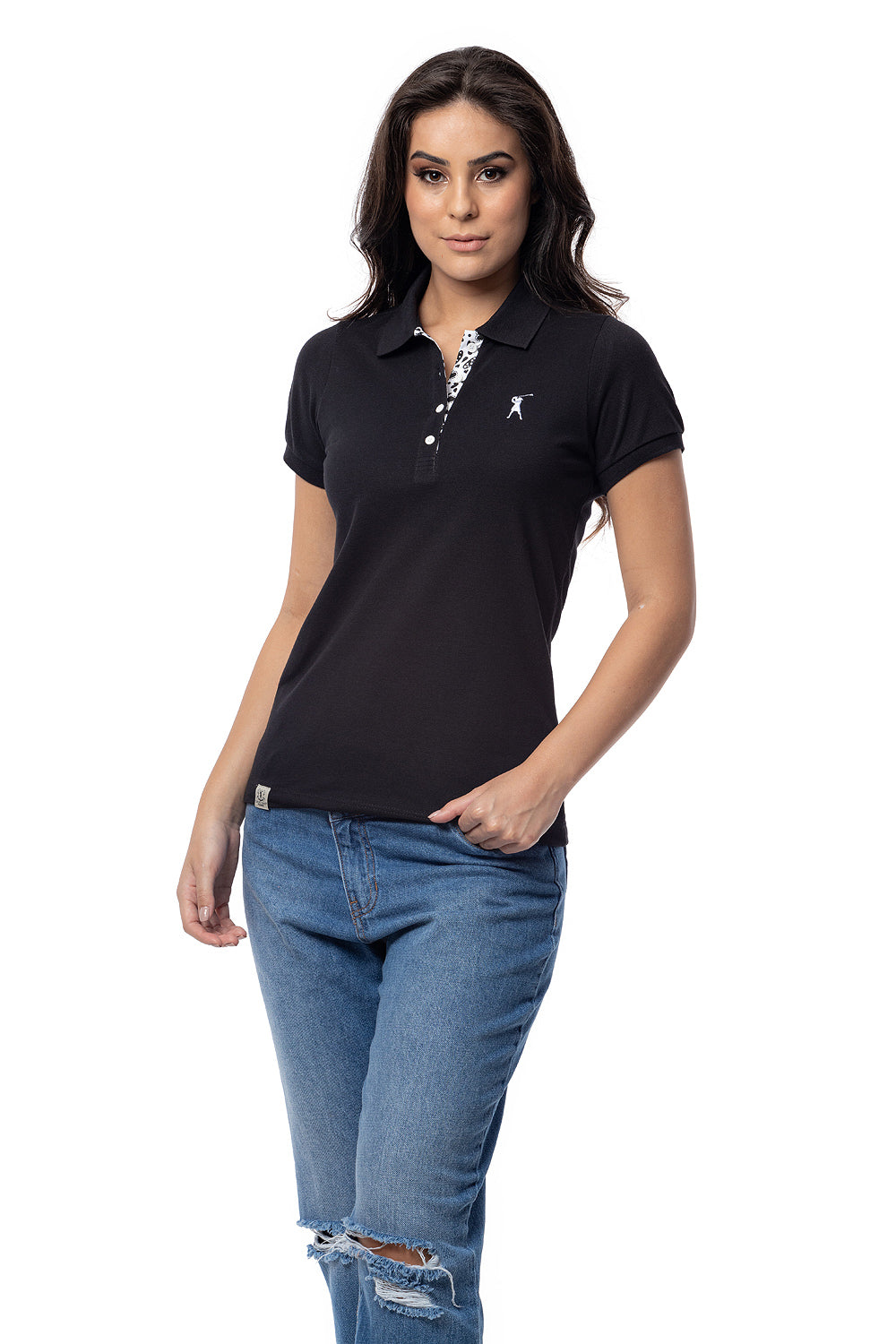 Baby Look Polo Bordada
