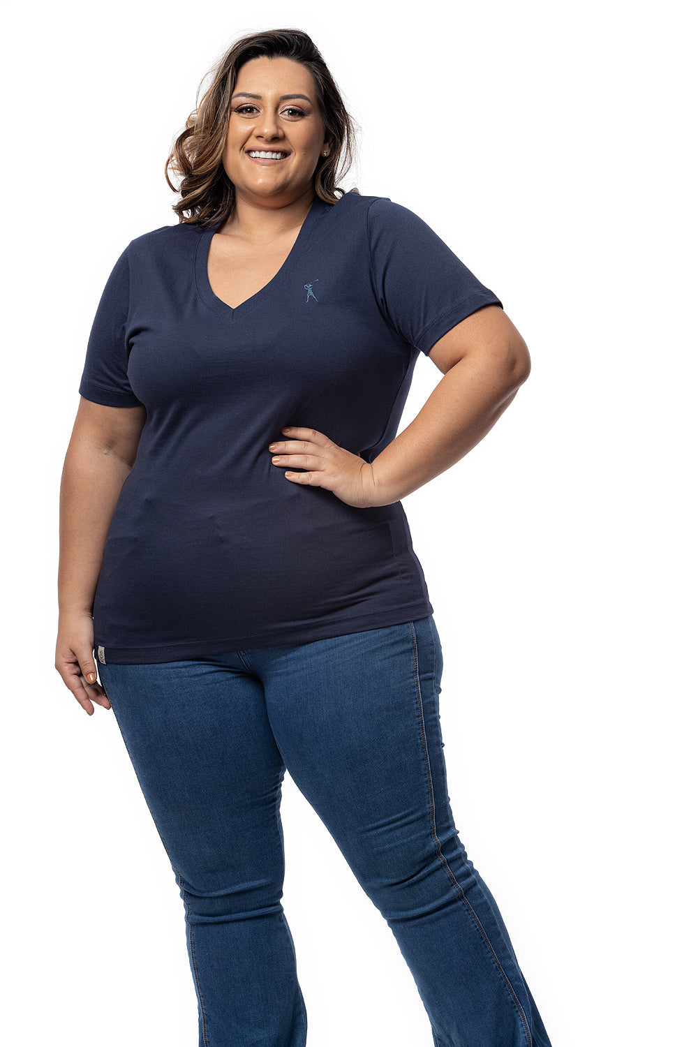 Camiseta Feminina Decote V Plus Size
