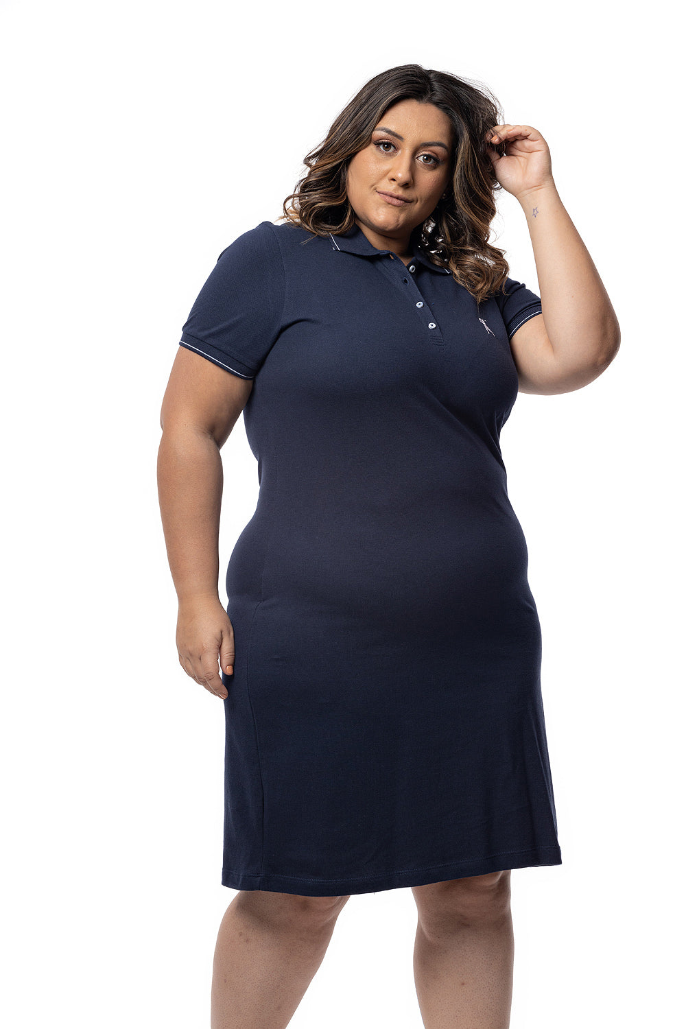 Vestido Piquet Friso Plus Size