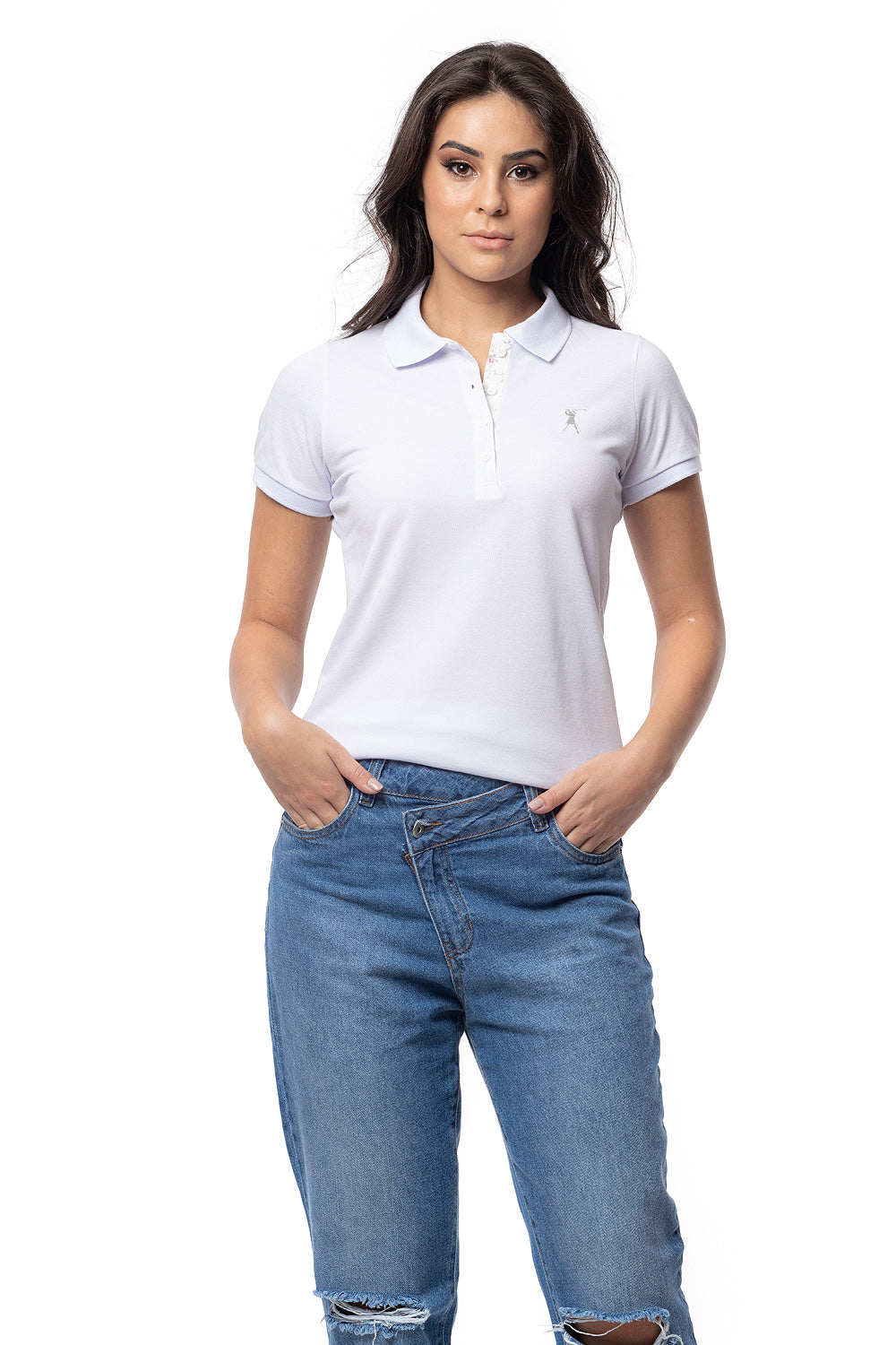 Baby Look Polo Bordada