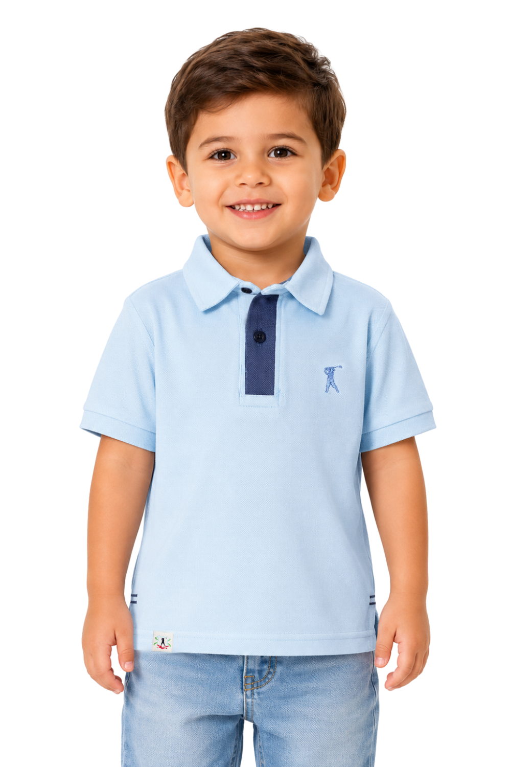 Camisa Polo Lisa Detalhe Patô com Galão Infantil