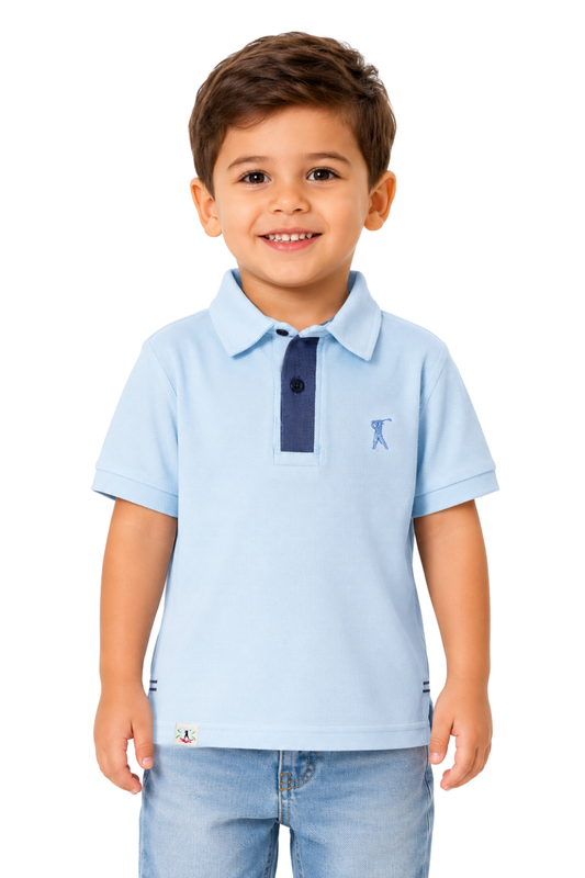 Camisa Polo Lisa Detalhe Patô com Galão Infantil