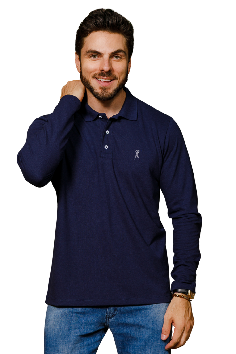 Camisa Polo Lisa Manga Longa