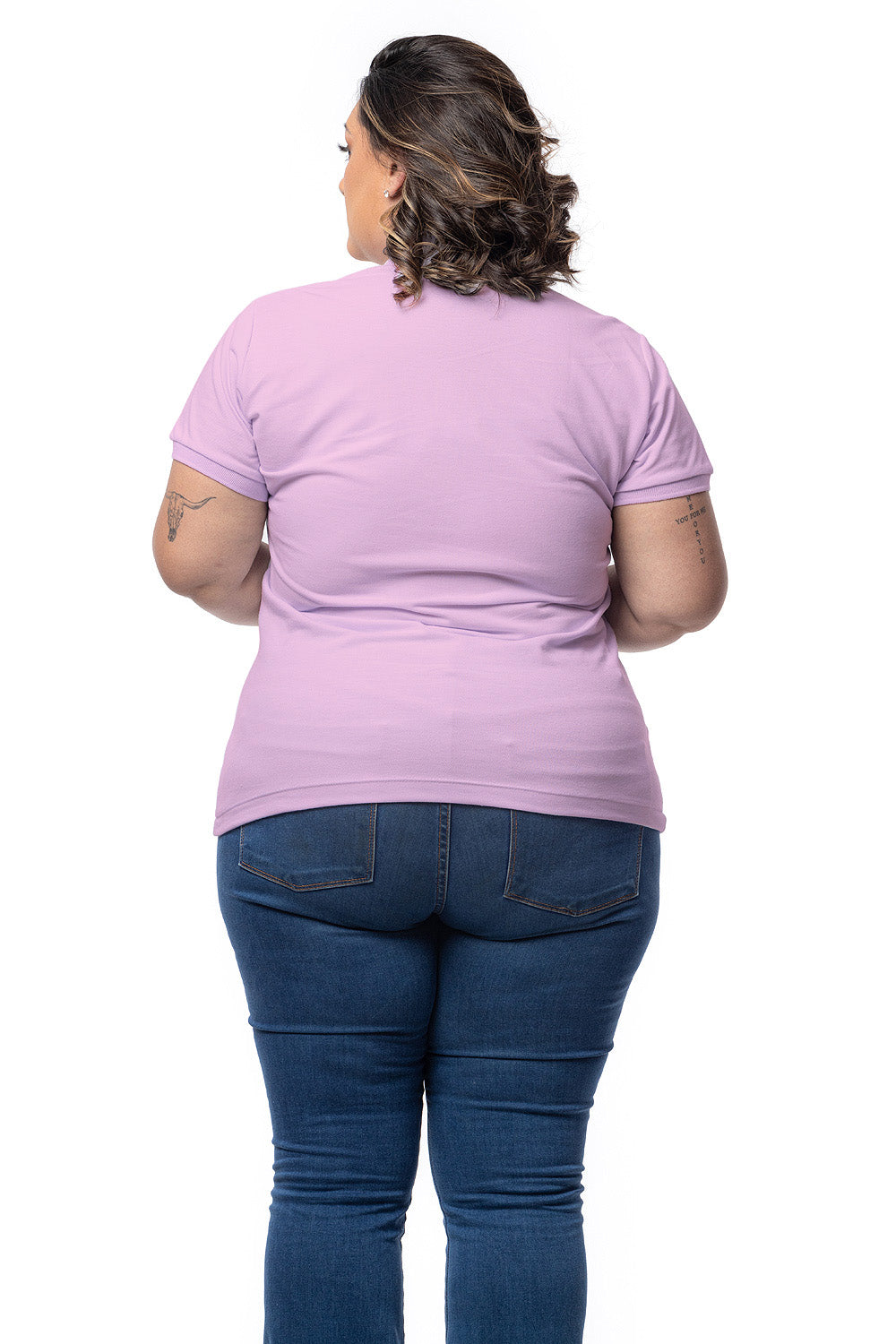 Baby Look Polo Bordada Plus Size