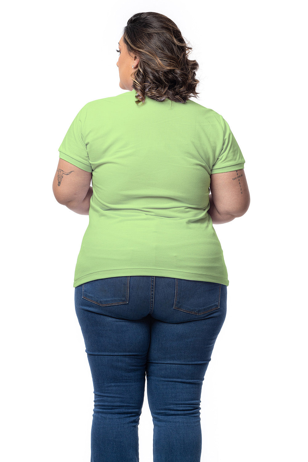 Baby Look Polo Bordada Plus Size
