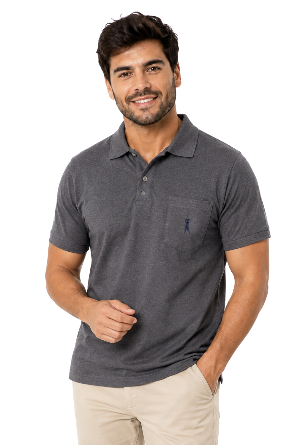 Camisa Polo Lisa com Bolso
