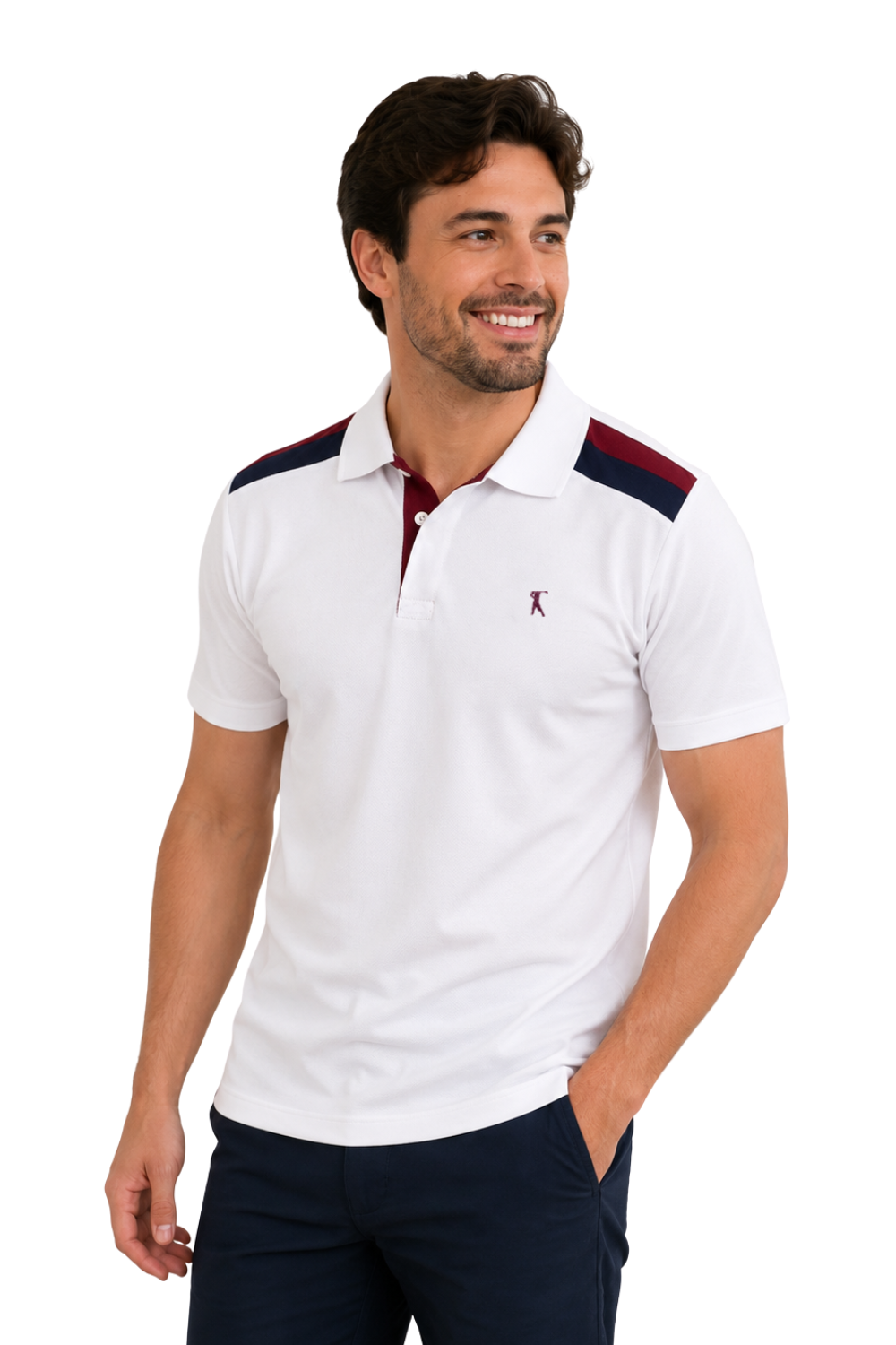 Camisa Polo Recorte 2 Faixas Ombro