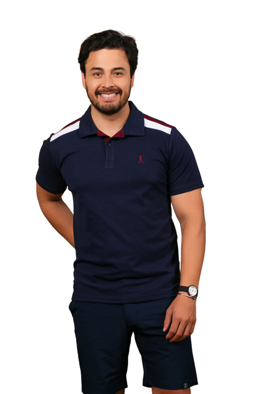 Camisa Polo Recorte 2 Faixas Ombro