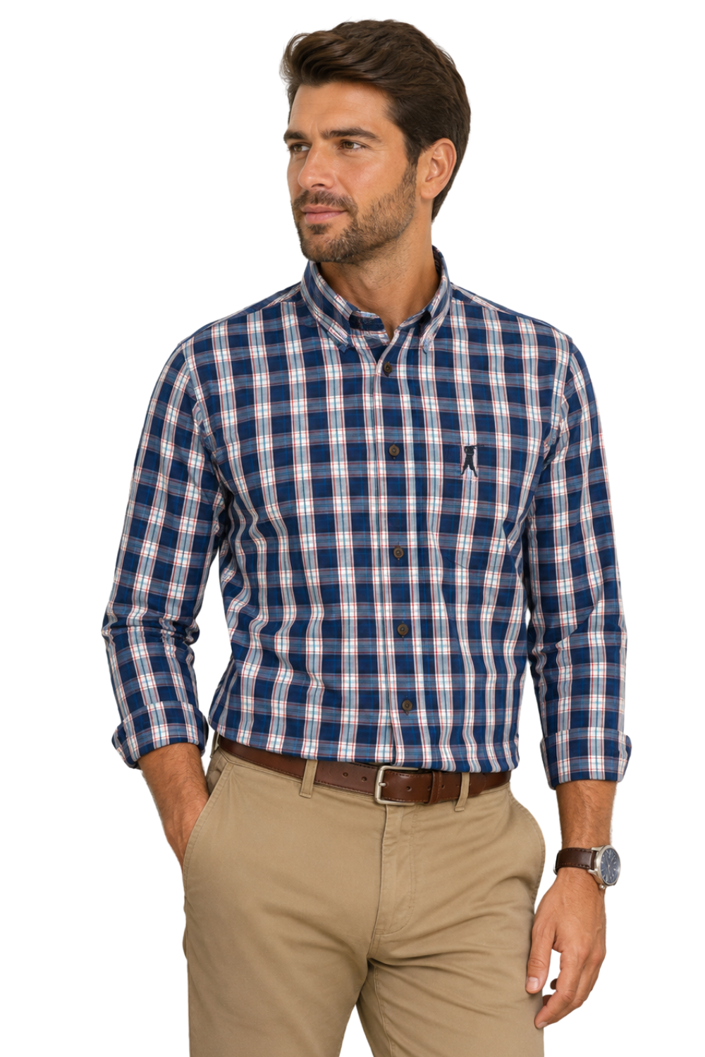 Camisa Social Masculina Xadrez Manga Longa
