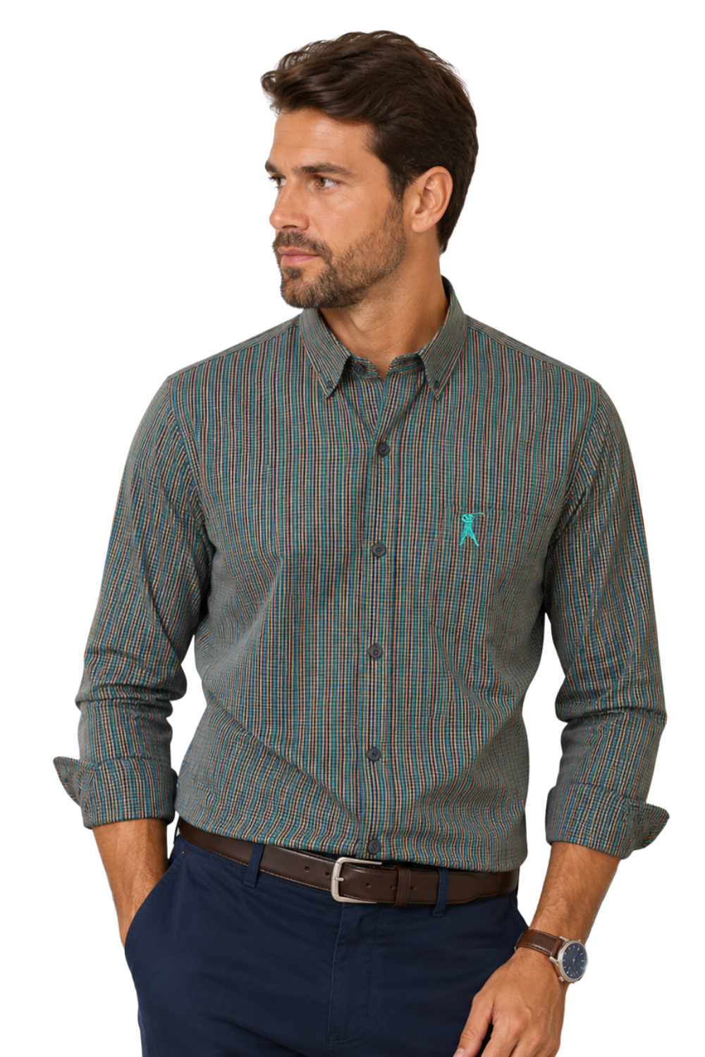 Camisa Social Masculina Xadrez Manga Longa