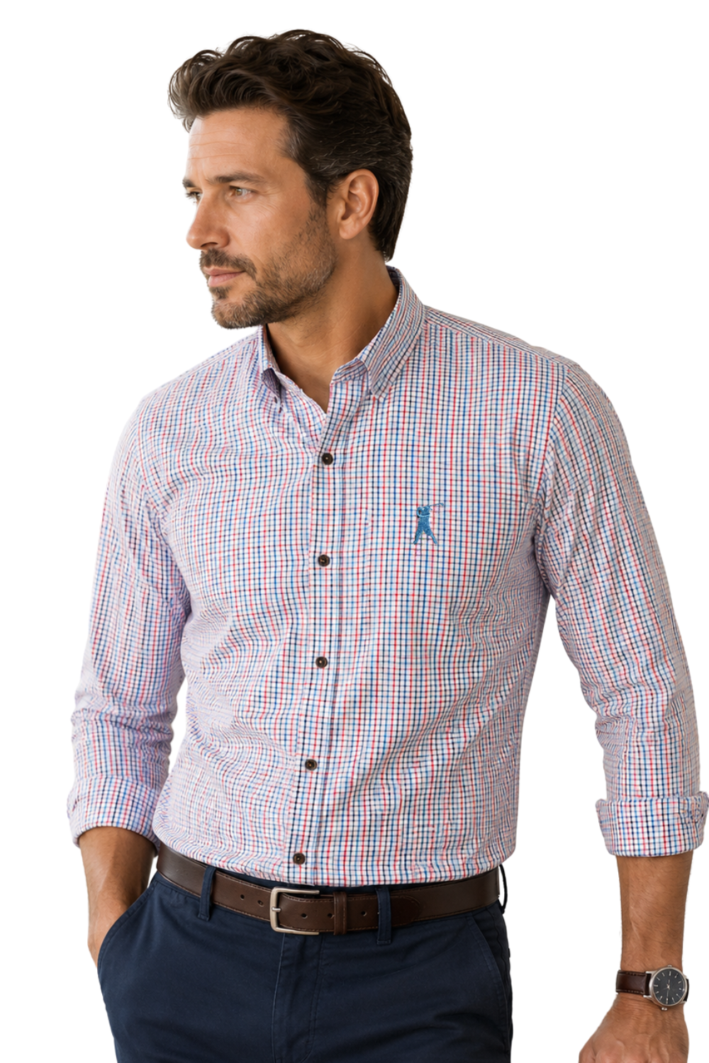 Camisa Social Masculina Xadrez Manga Longa