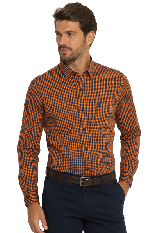 Camisa Social Masculina Xadrez Manga Longa