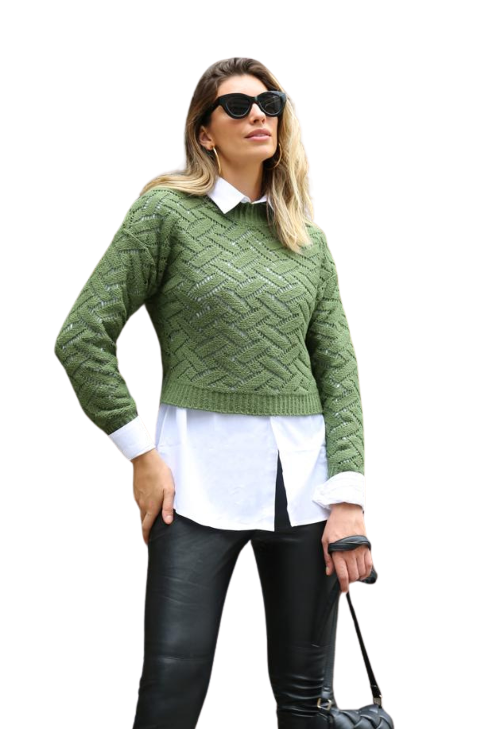 Tricot Feminino Blusa Trama Semi Vazada