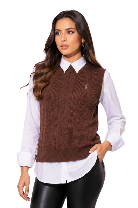 Tricot Feminino Colete Trama Trançada