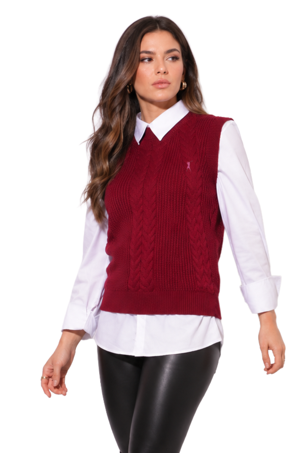 Tricot Feminino Colete Trama Trançada