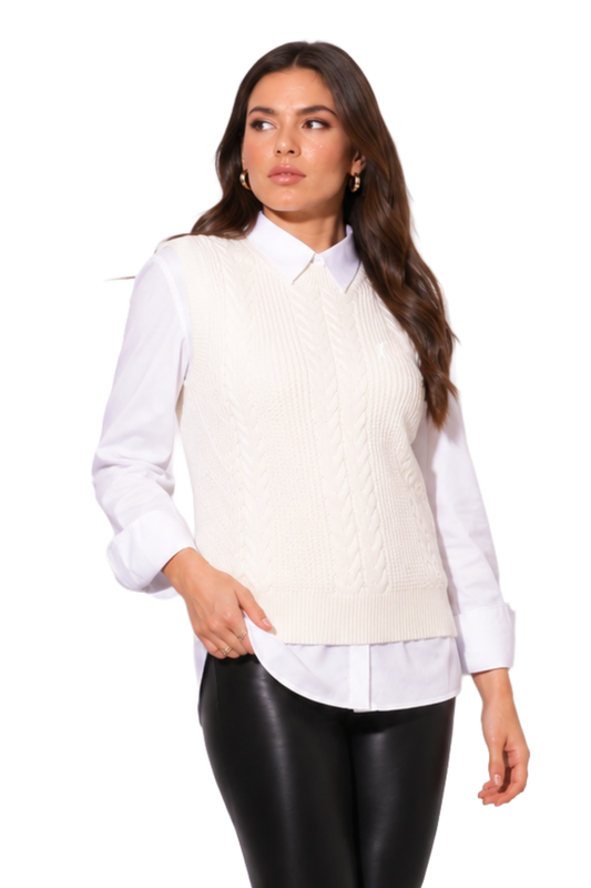 Tricot Feminino Colete Trama Trançada