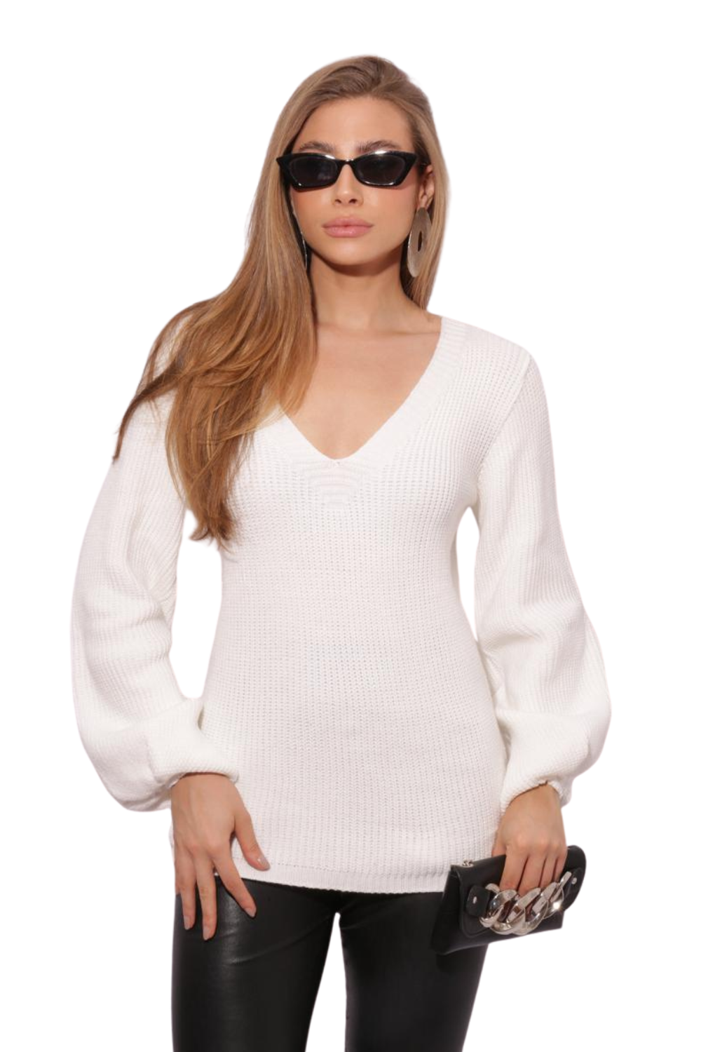 Tricot Feminino Blusa Gola V Alongada