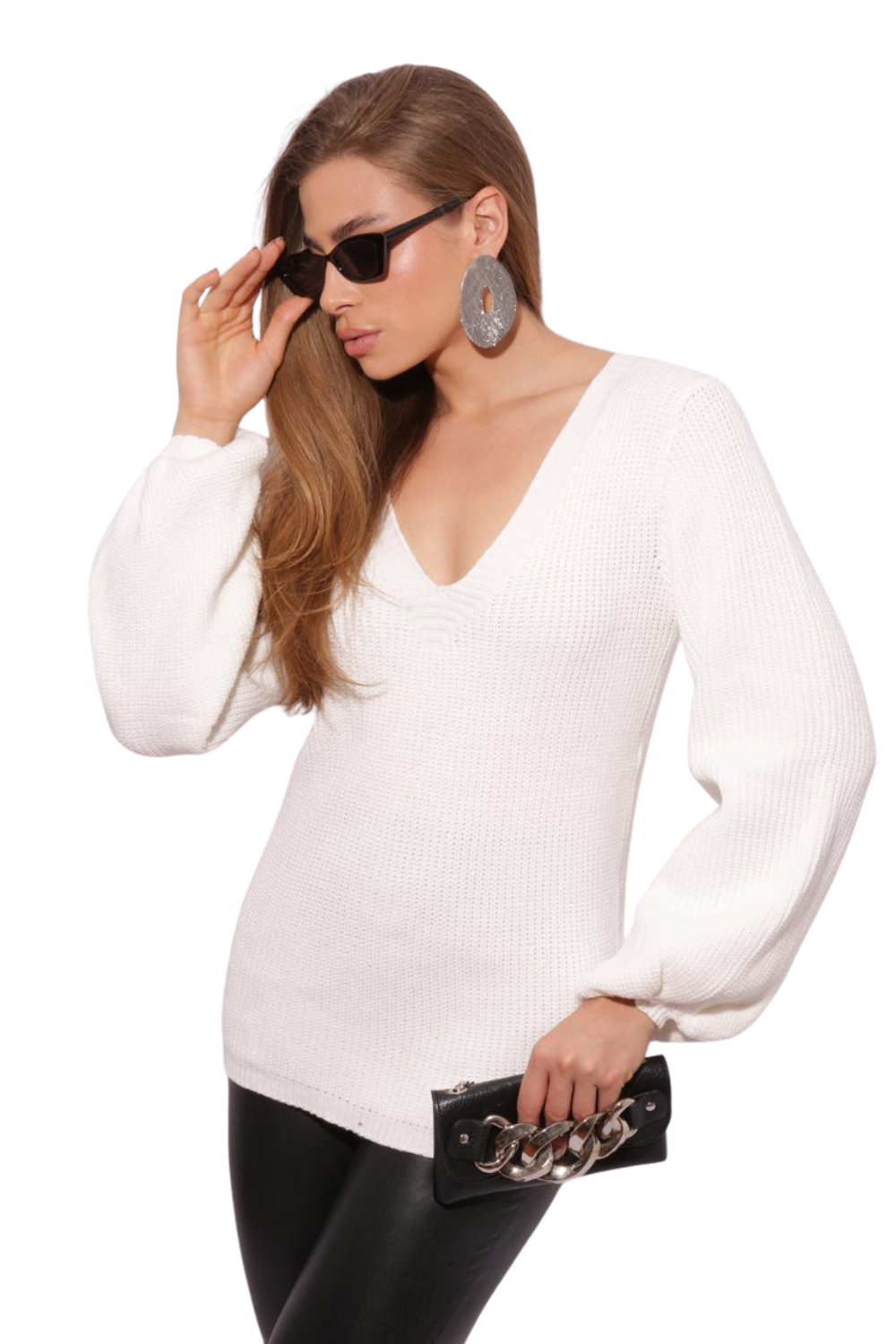 Tricot Feminino Blusa Gola V Alongada