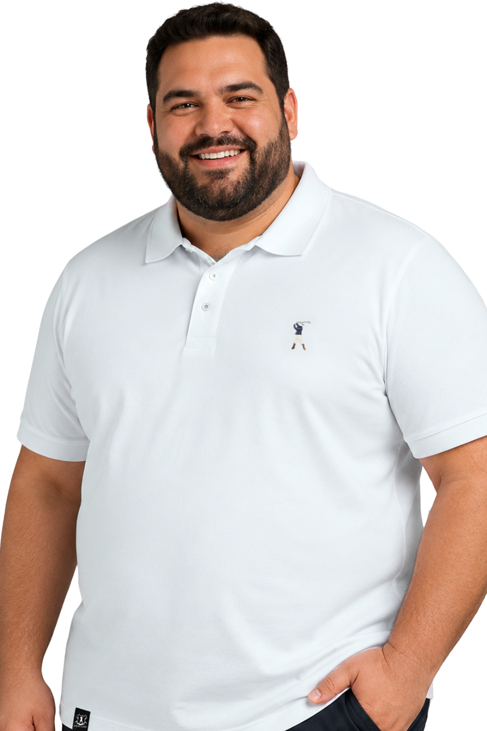 Camisa Polo Lisa com Cadarço Plus Size