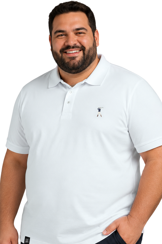 Camisa Polo Lisa com Cadarço Plus Size
