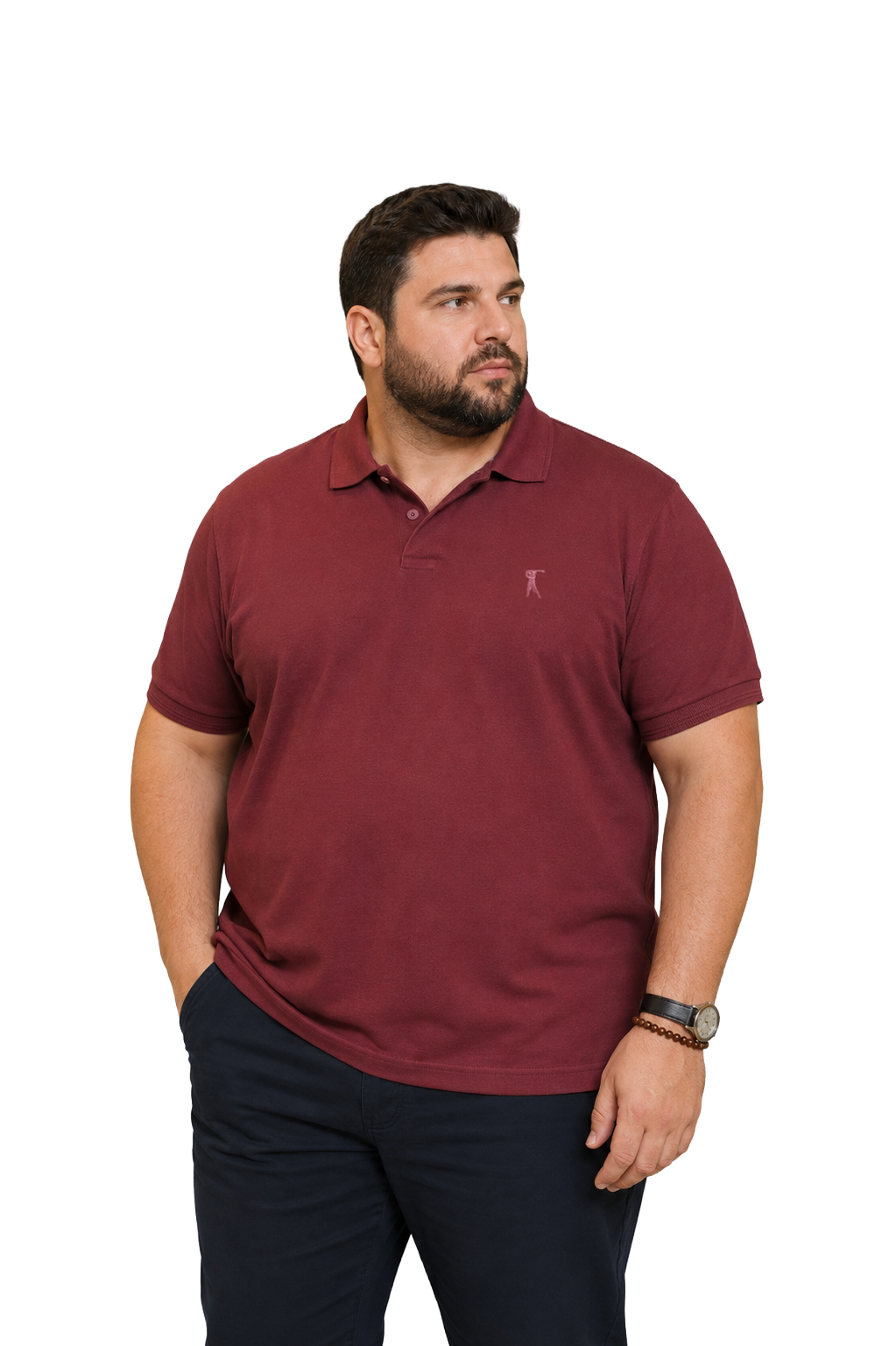 Camisa Polo Detalhe Patô em V Plus Size