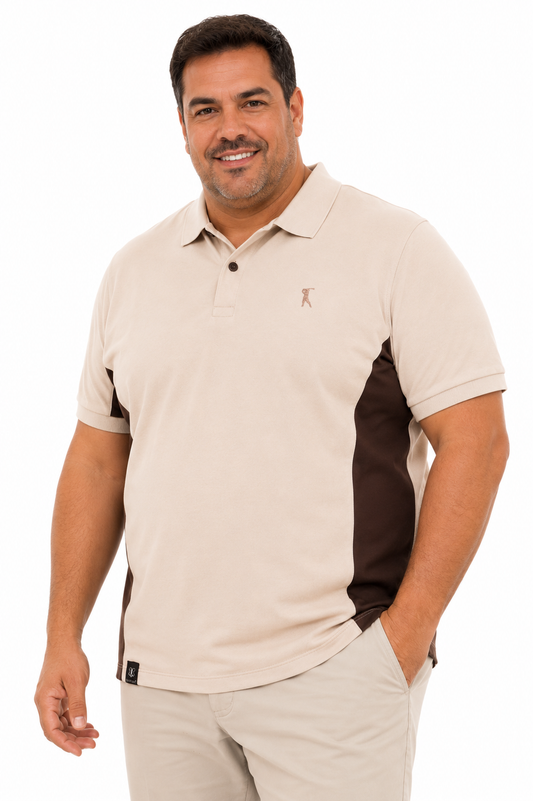 Camisa Polo Recorte Lateral Plus Size