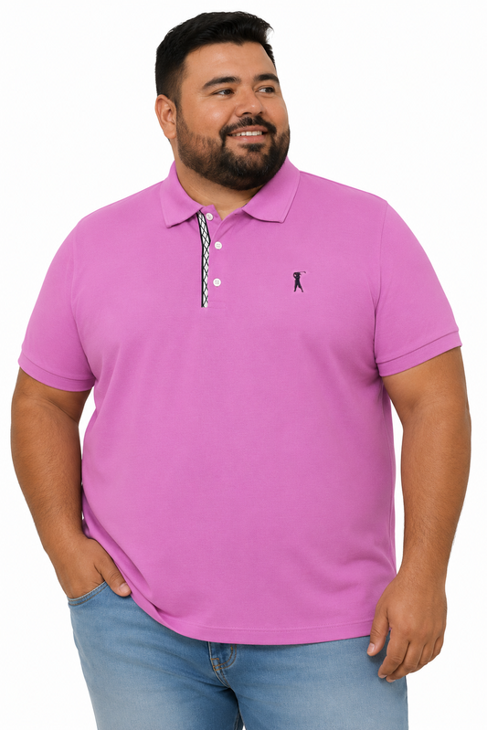 Camisa Polo Patô com Cadarço Geométrico Plus Size
