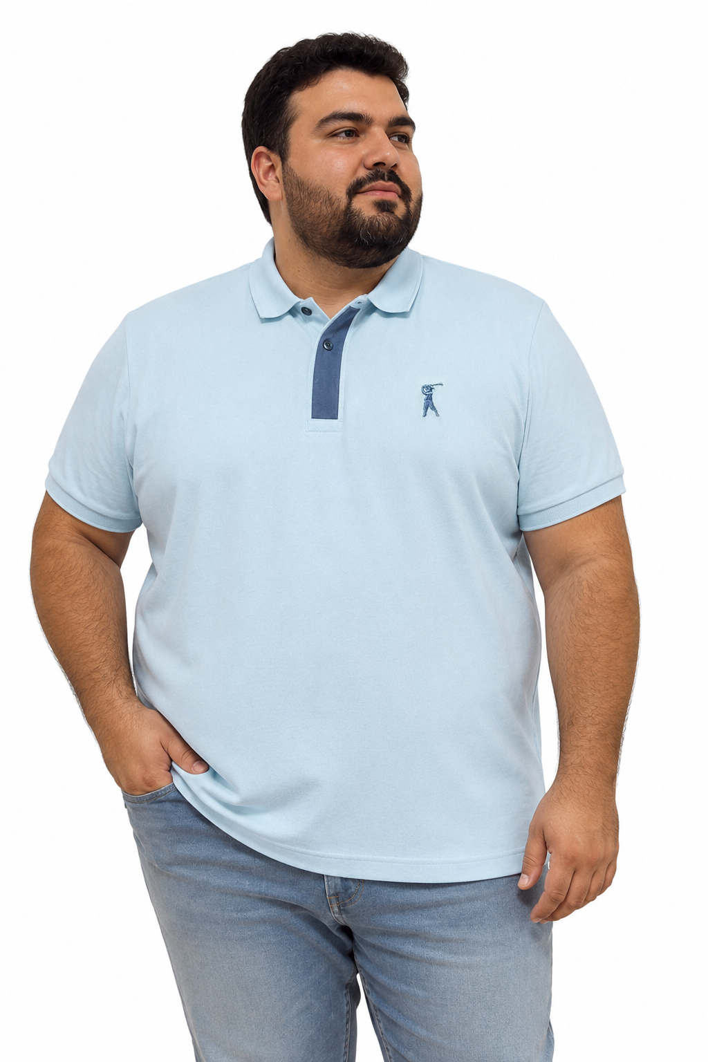 Camisa Polo Lisa Detalhe Patô com Galão Plus Size
