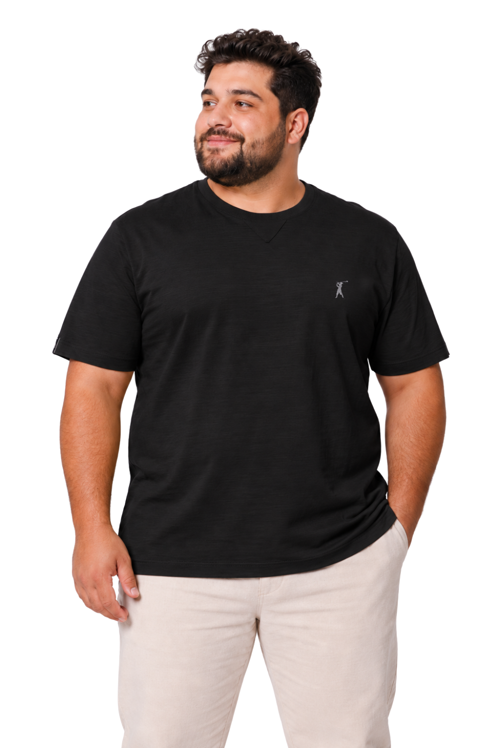 Camiseta Flamê Detalhe em V Plus Size