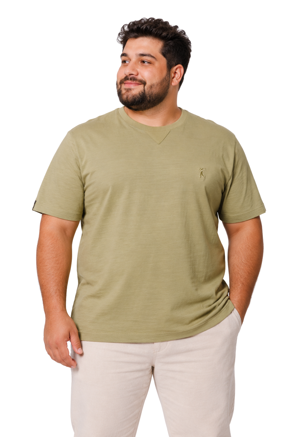 Camiseta Flamê Detalhe em V Plus Size