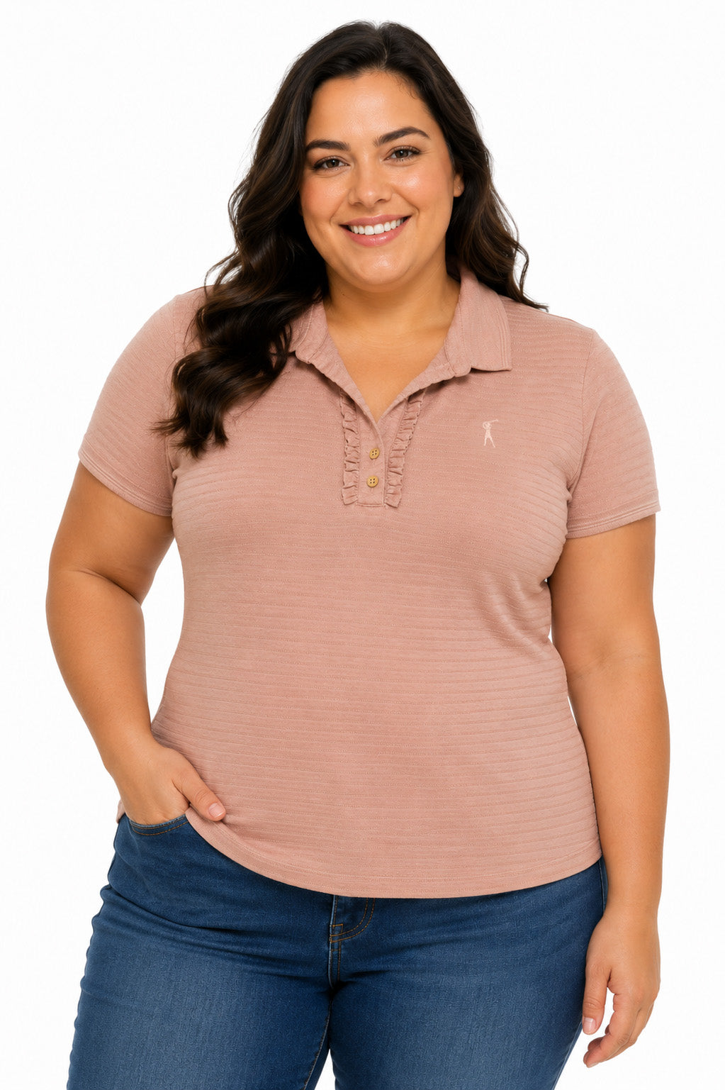 Baby Look Detalhe Patô com Babadinho Plus Size