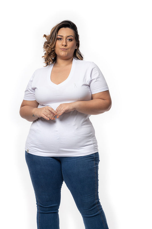 Camiseta Feminina Decote V Plus Size