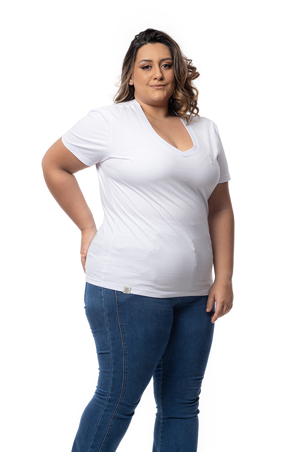 Camiseta Feminina Decote V Plus Size