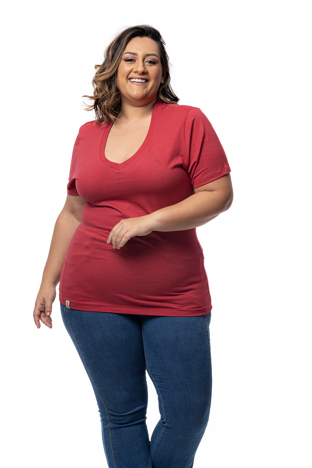 Camiseta Feminina Decote V Plus Size