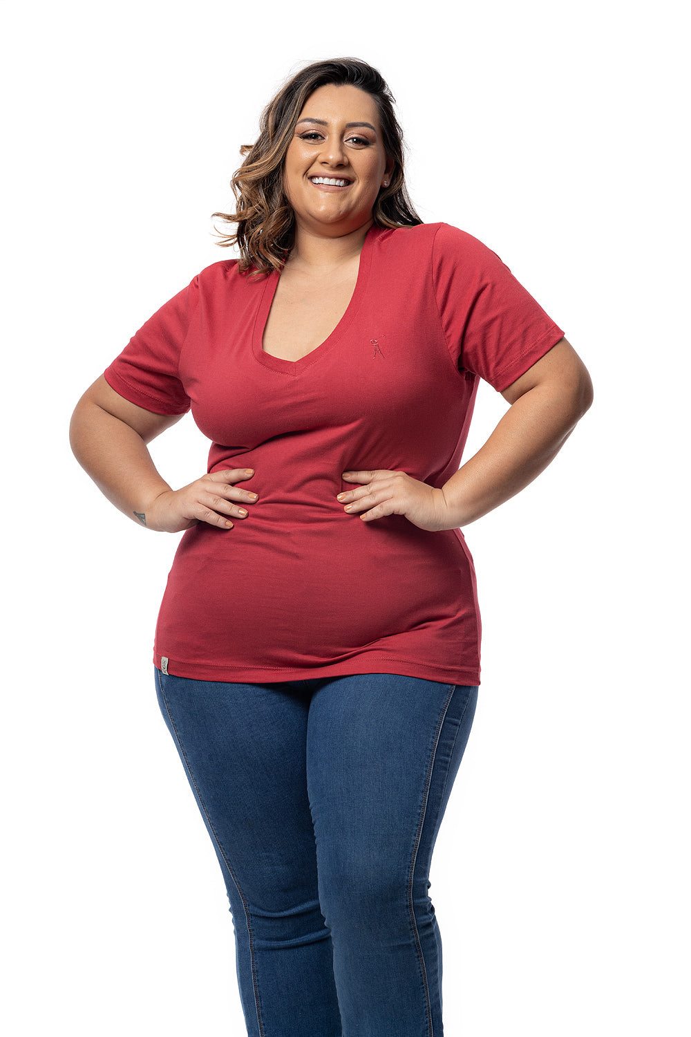 Camiseta Feminina Decote V Plus Size