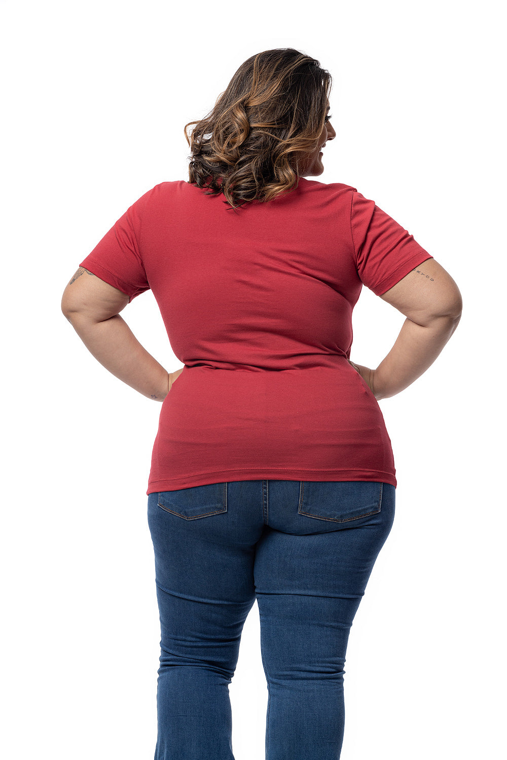 Camiseta Feminina Decote V Plus Size