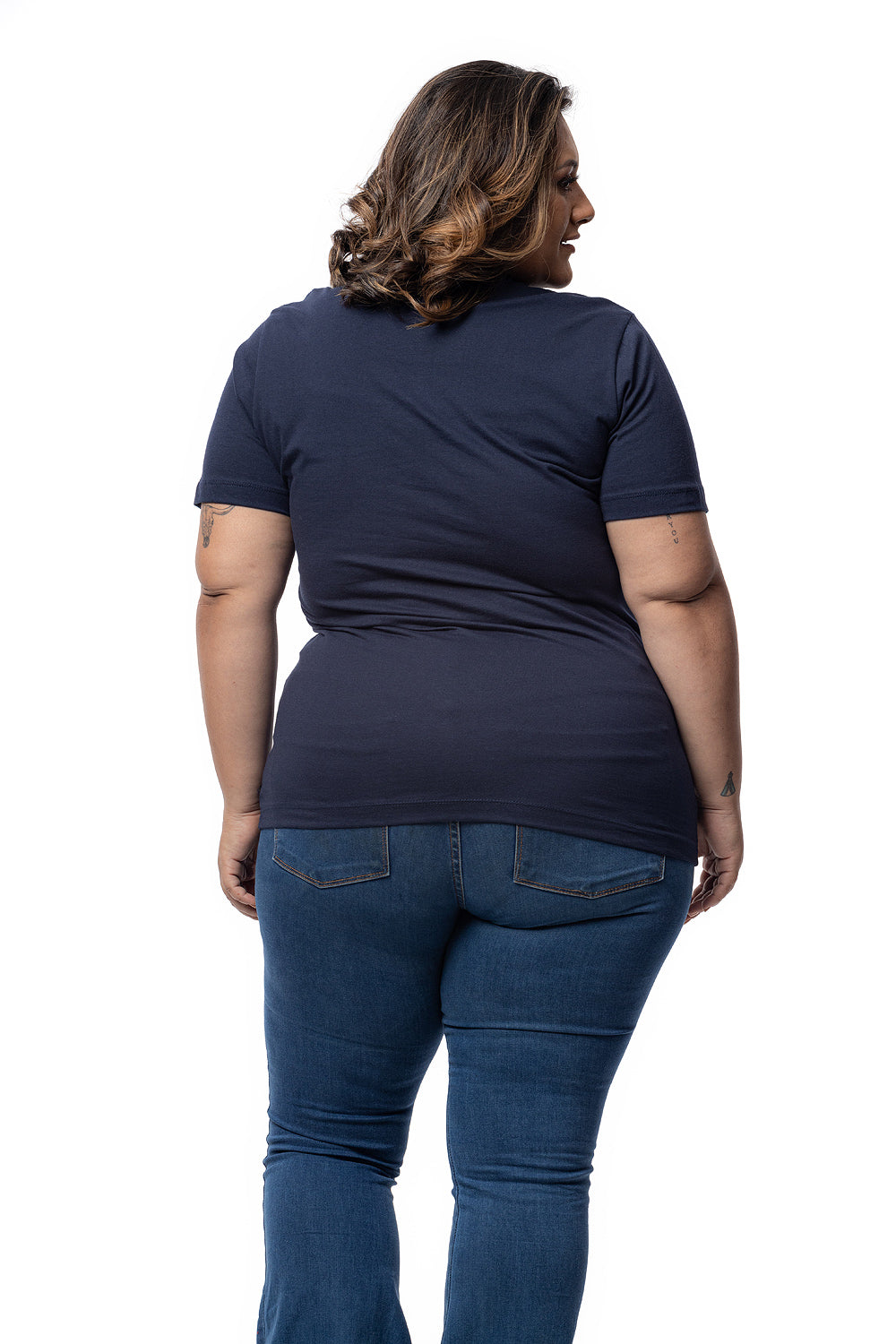 Camiseta Feminina Decote V Plus Size