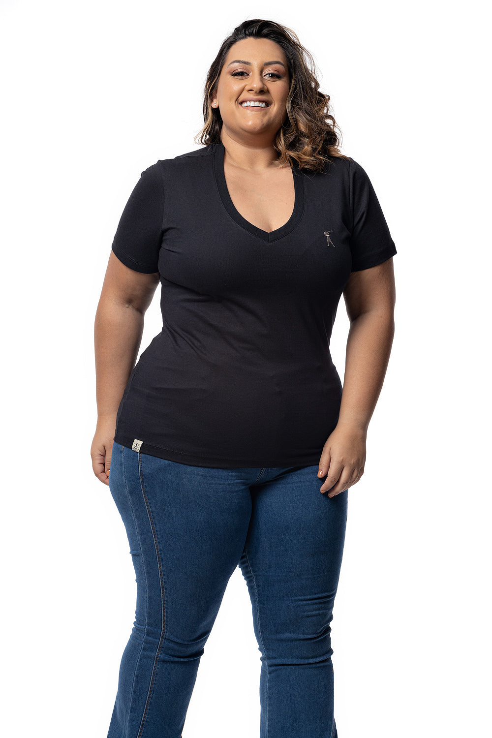 Camiseta Feminina Decote V Plus Size