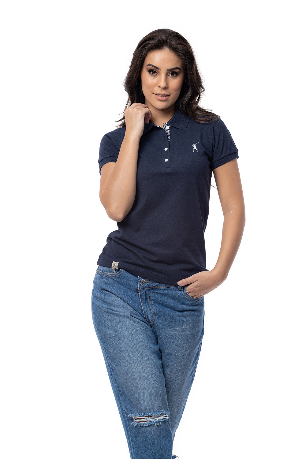Baby Look Polo Bordada