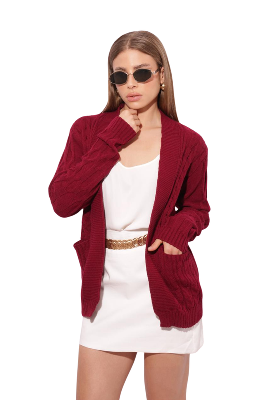 Tricot Feminino Casaco Detalhe Bolso