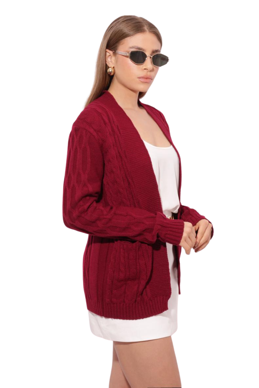Tricot Feminino Casaco Detalhe Bolso