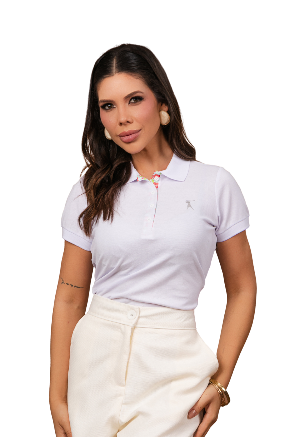 Baby Look Polo Bordada